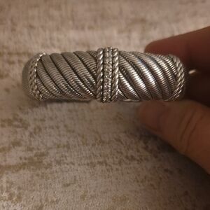 Judith Ripka Sterling & Diamonique Hinged Cuff Bracelet
